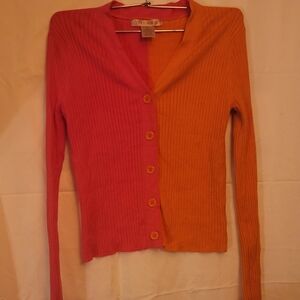 Vibrant Pink and Orange Cardigan
